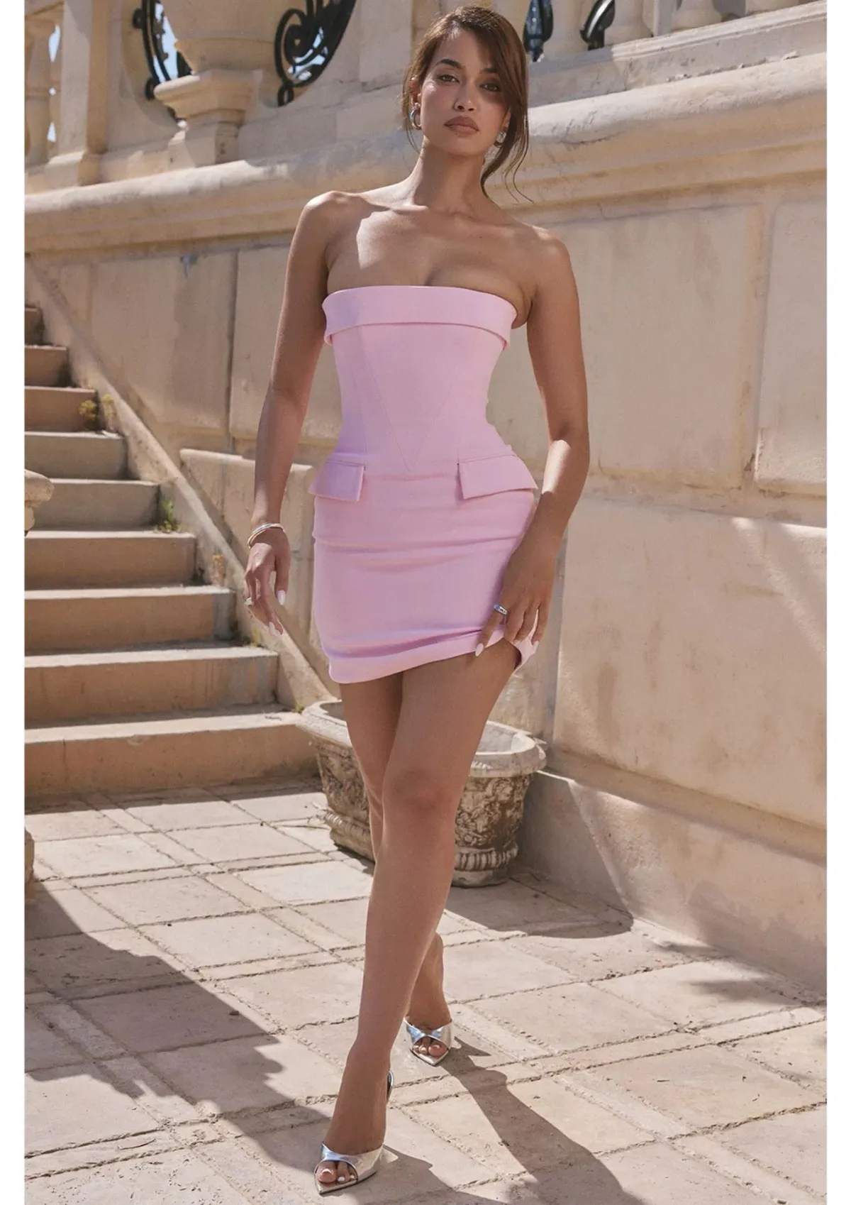 House of CB Naia Strapless Mini Dress Cotton Candy Pink Size 6 - Image 1