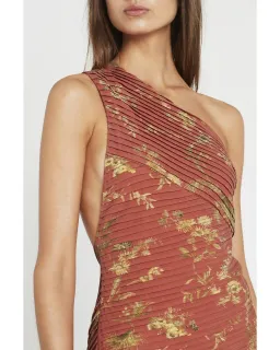 Sir The Label Florentine One Shoulder Pleated Mini Dress Maroon Size AU 6  for rent on The Volte - image 2