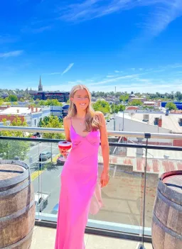 Bec & Bridge Amber V Maxi Dress in Candy Pink Size 6 for rent on The Volte - image 3