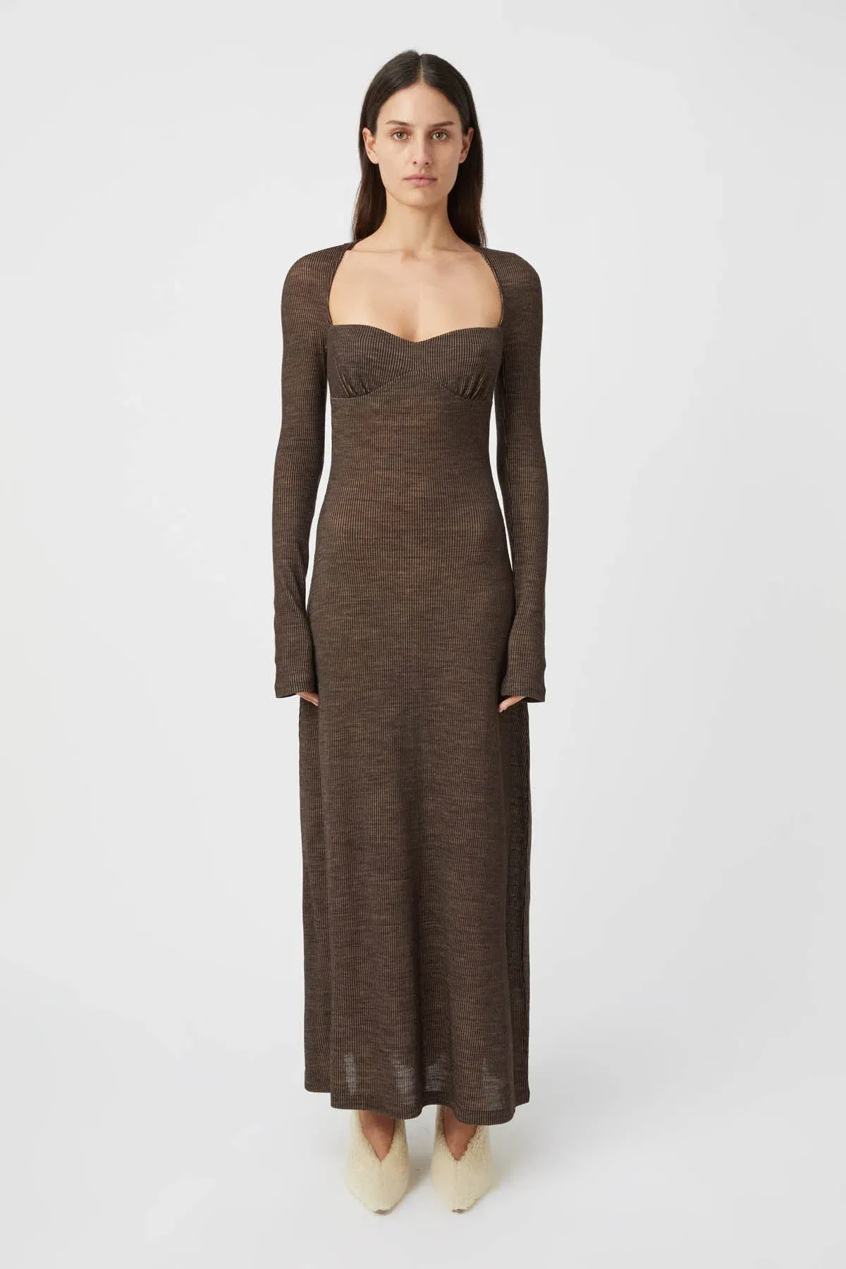 Camilla and Marc Valle Wool Maxi Dress Chocolate Brown Size 10 - Image 1