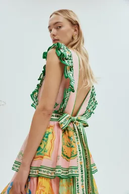 Alemais Porcelain Frill Midi Dress Print Size 8 for rent on The Volte - image 3