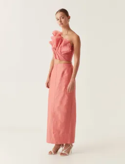 Aje Flame Crop Top and Mary Column Maxi Skirt Set Guava Pink Size 10 for rent on The Volte - image 2