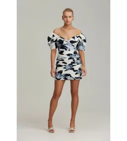 C/MEO Collective Ambient New Direction Mini Dress Black Botanic Size 14 for rent on The Volte - image 1