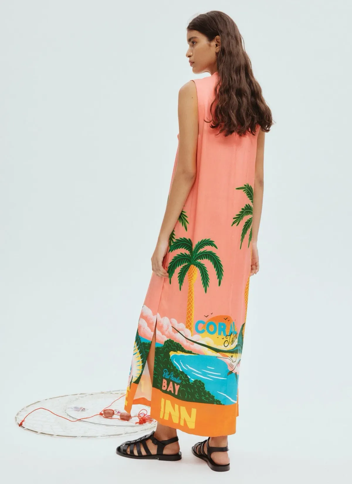 Alemais Paradiso Silk Midi Dress Pink Multi Size 6 - Image 3