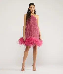 Oseree Lumière Plumage Necklace Short Dress in Raspberry Size S/M for rent on The Volte - image 1