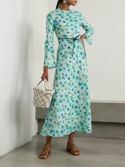 Zimmermann  Lightburst Bias Long Dress in Aqua Floral Size 2 / AU 12  for rent on The Volte - image 1