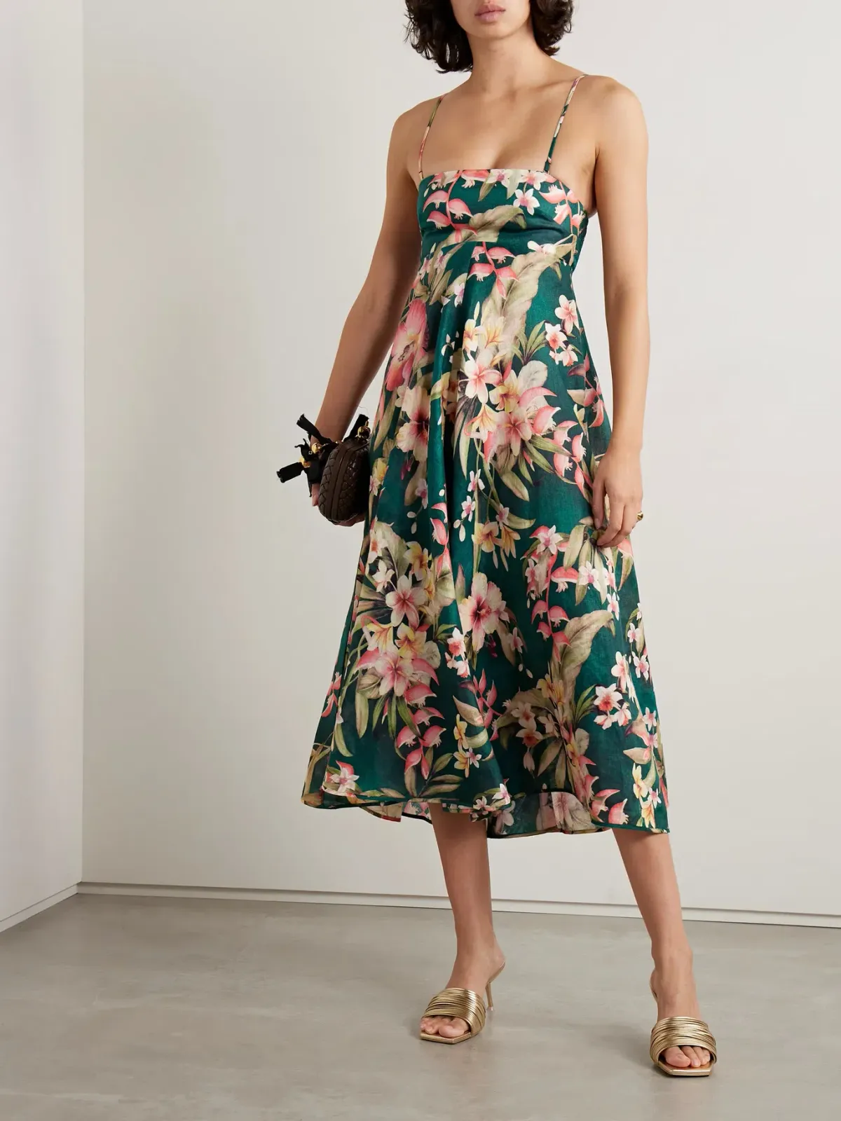 Zimmermann Lexi Strapless Linen Midi Dress Floral Print Size 2 / AU 12 - Image 1
