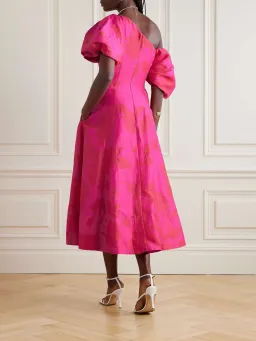 Aje Arista Tulip Sleeve Midi Dress Florescent Rose Pink Size AU 6 for rent on The Volte - image 2