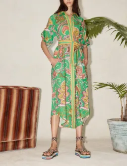 Alemais Marion Shirt Midi Dress Green Multi Size AU 12 for rent on The Volte - image 1