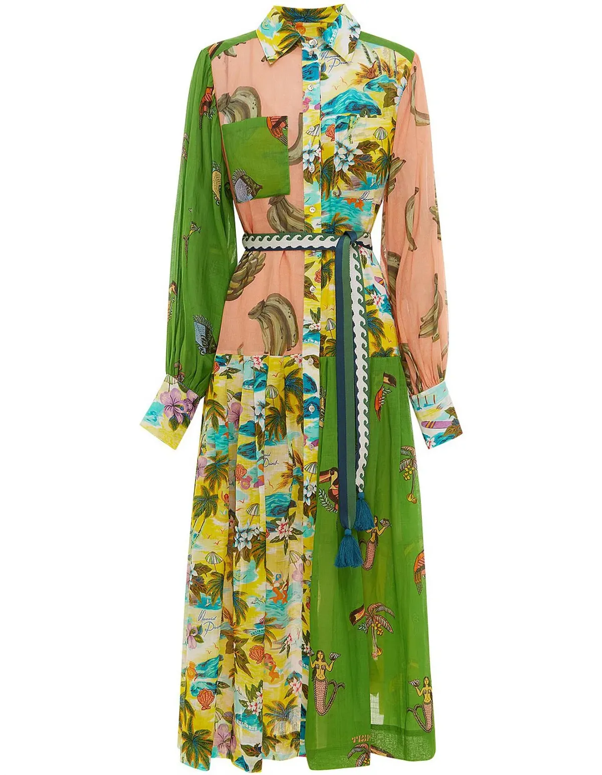 Alemais Holiday Patchwork Shirtdress Multi Size AU 16 - Image 4