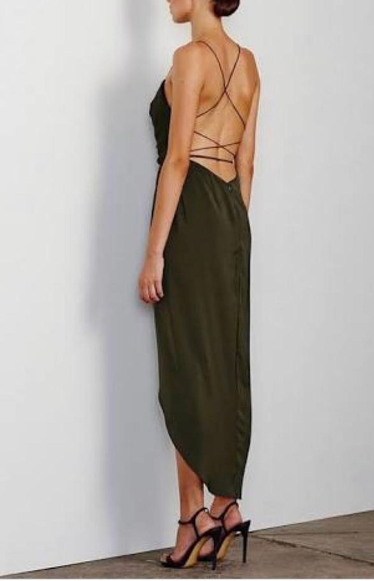 Shona Joy Leticia Lace up Cowl Khaki Size 10 - Image 1