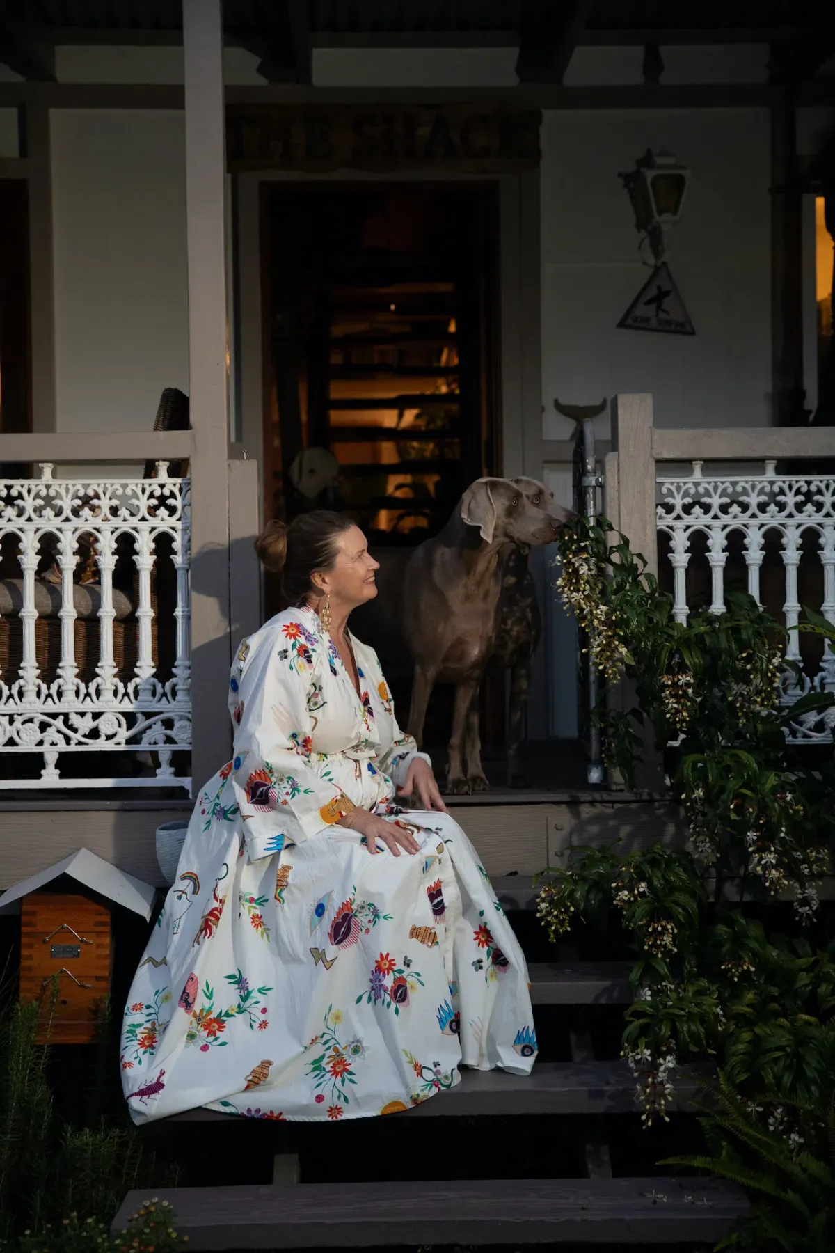 Alemais Meagan Cotton Poplin Kaftan Dress Cream Multi Size 14 - Image 5