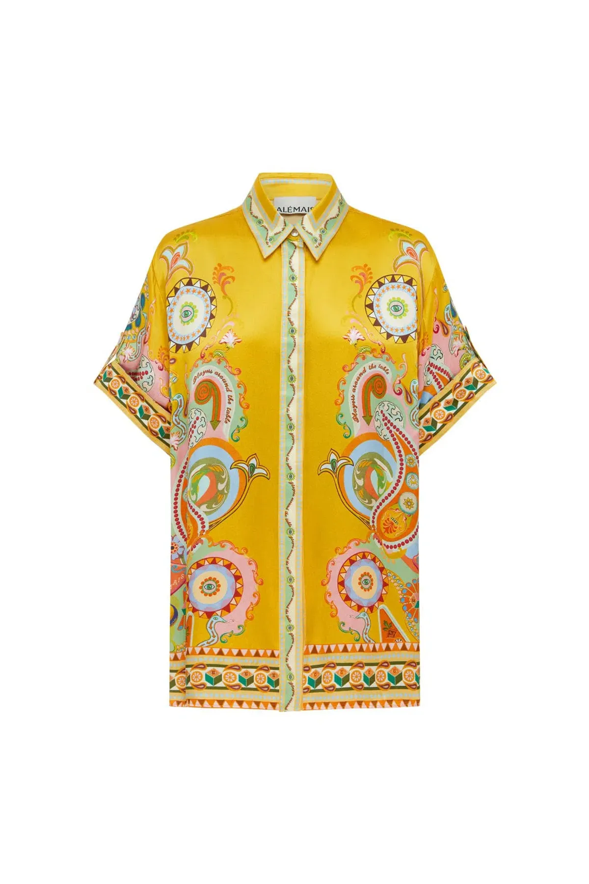 Alemais Pinball Silk Shirt and Pants Yellow Multi Size AU 16 - Image 3