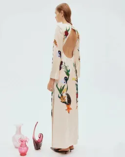 Alemais Zelda Midi Dress Champagne Multi Size AU 14 for rent on The Volte - image 3