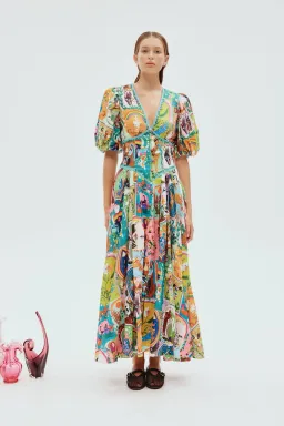 Alemais Evergreen Midi Dress Multi Size AU 16 for rent on The Volte - image 1