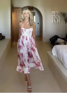 Zimmermann Waverly Corset Midi Dress in Pink Palm Size 1 / AU 10 for rent on The Volte - image 4