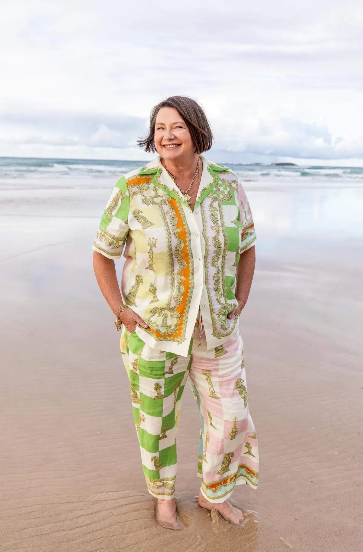 Alemais Checkmate Linen Shirt and Pants Set Multi Size 14 - Image 1