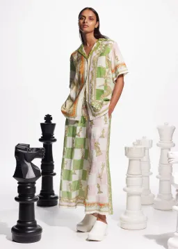 Alemais Checkmate Linen Shirt and Pants Set Multi Size 14 for rent on The Volte - image 2