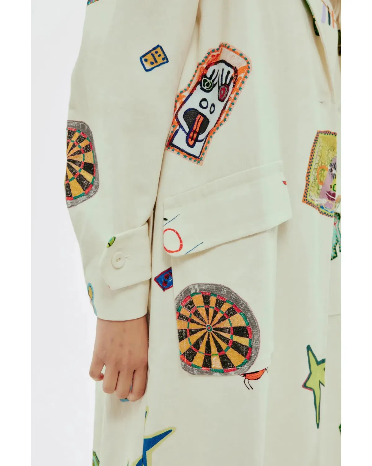 Alemais Checkers Coat Cream Print Size AU 16 - Image 2