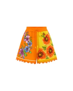 Alemais Jude Oversized Linen Shirt and Short Set Orange Floral Size AU 14 for rent on The Volte - image 6