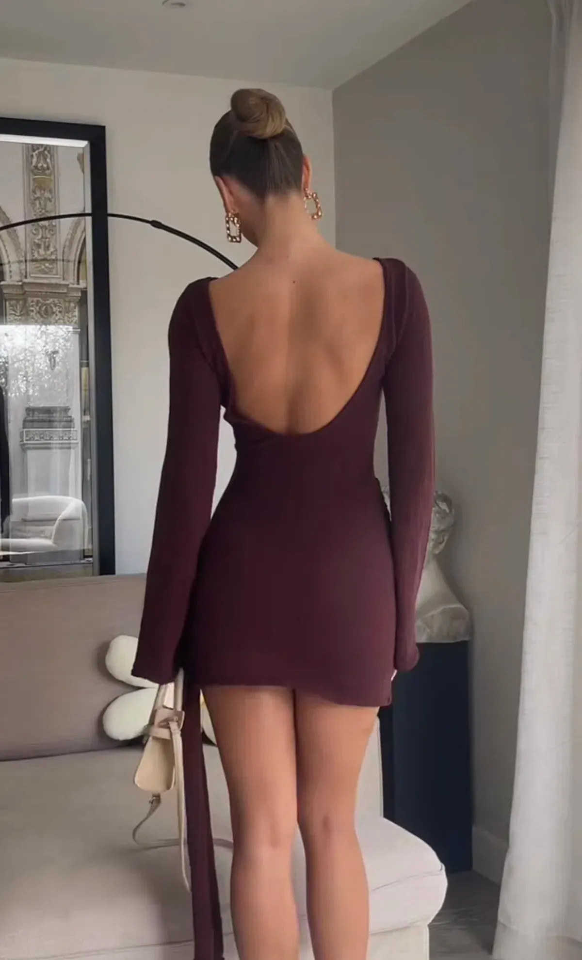 Meshki Liana Long Sleeve Knit Mini Plum Size 8 - Image 2