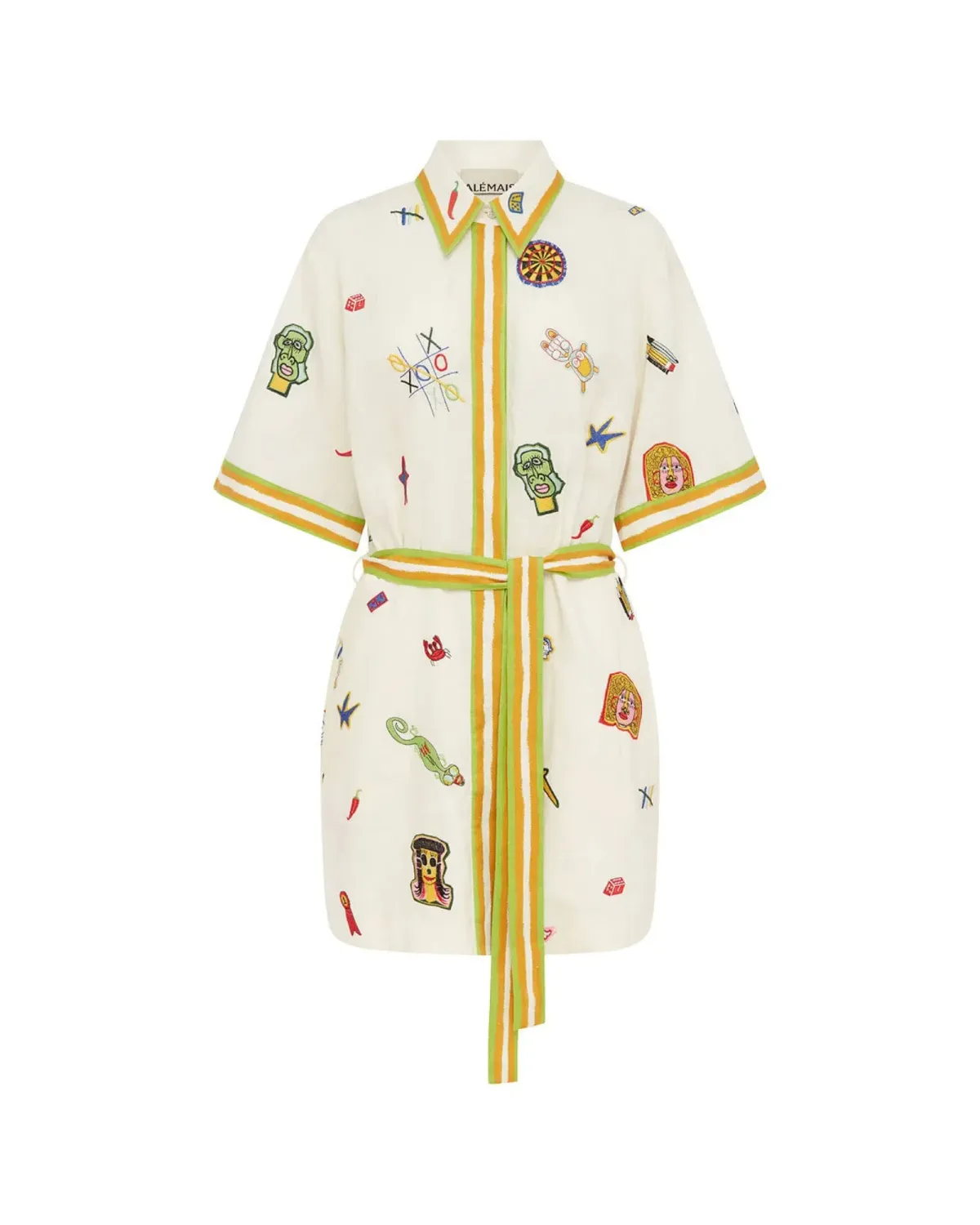 Alemais Checkers Embroidered Mini Dress Print Size AU 14 - Image 4