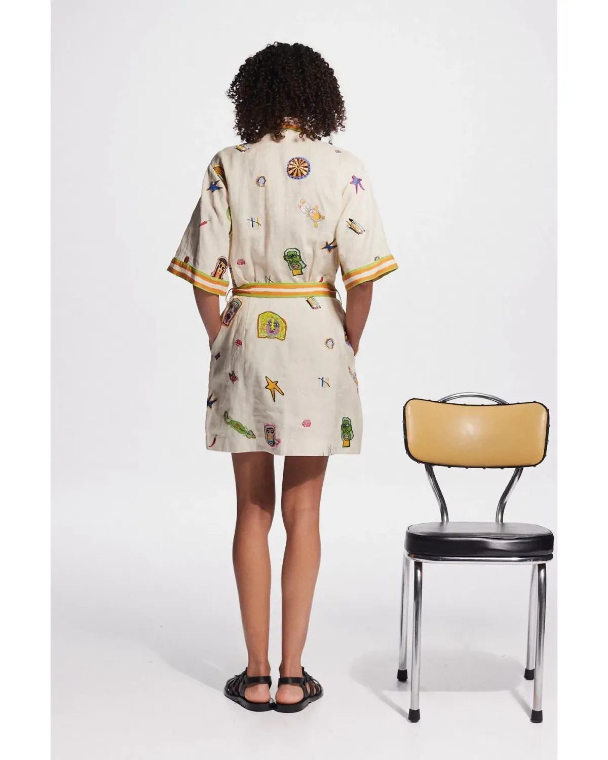 Alemais Checkers Embroidered Mini Dress Print Size AU 14 - Image 3