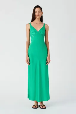 Misha Augustina Satin Maxi Dress Deep Mint Size Small/Au8 for rent on The Volte - image 1