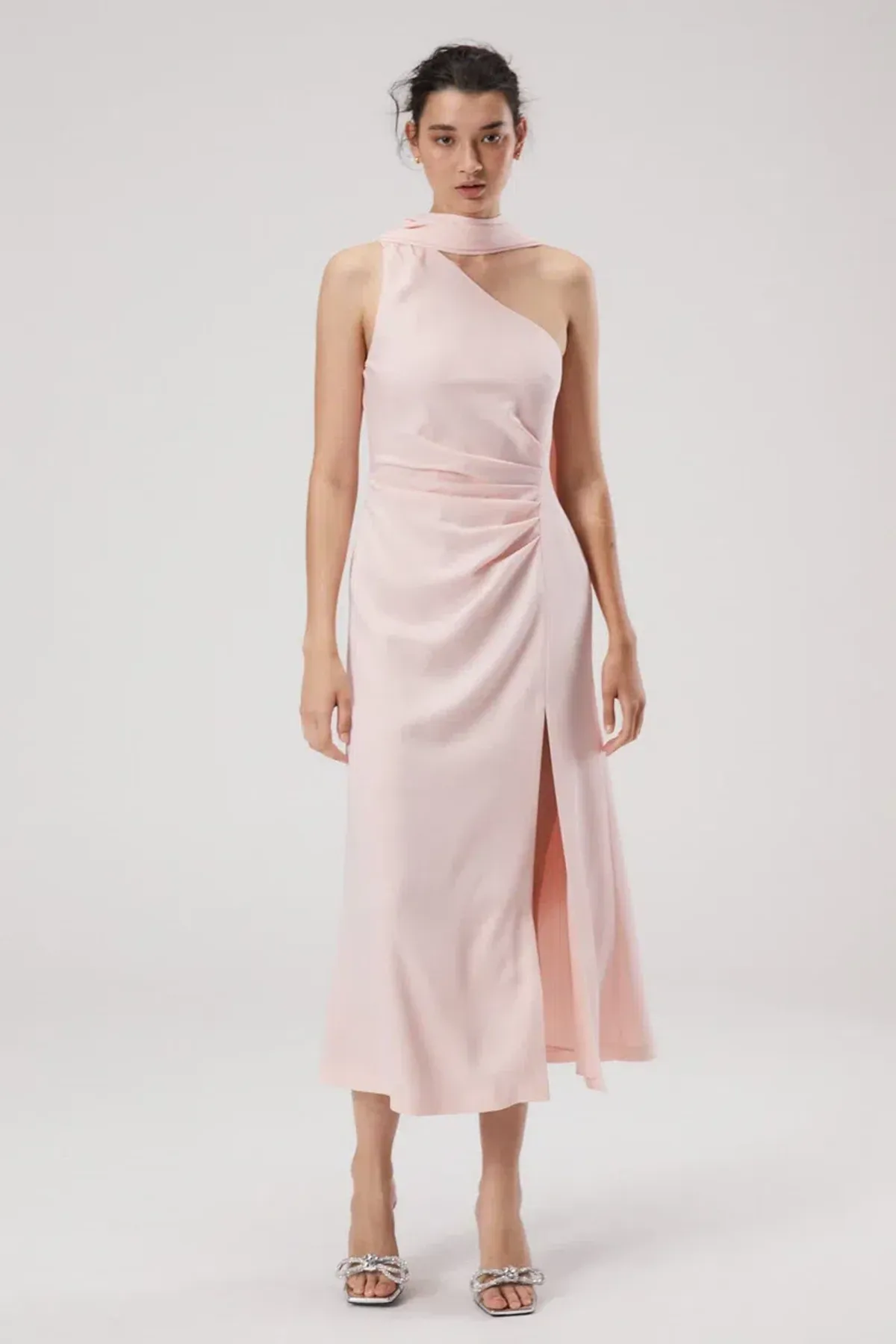 Misha Estra Satin Midi Dress Blush Size 8 - Image 1