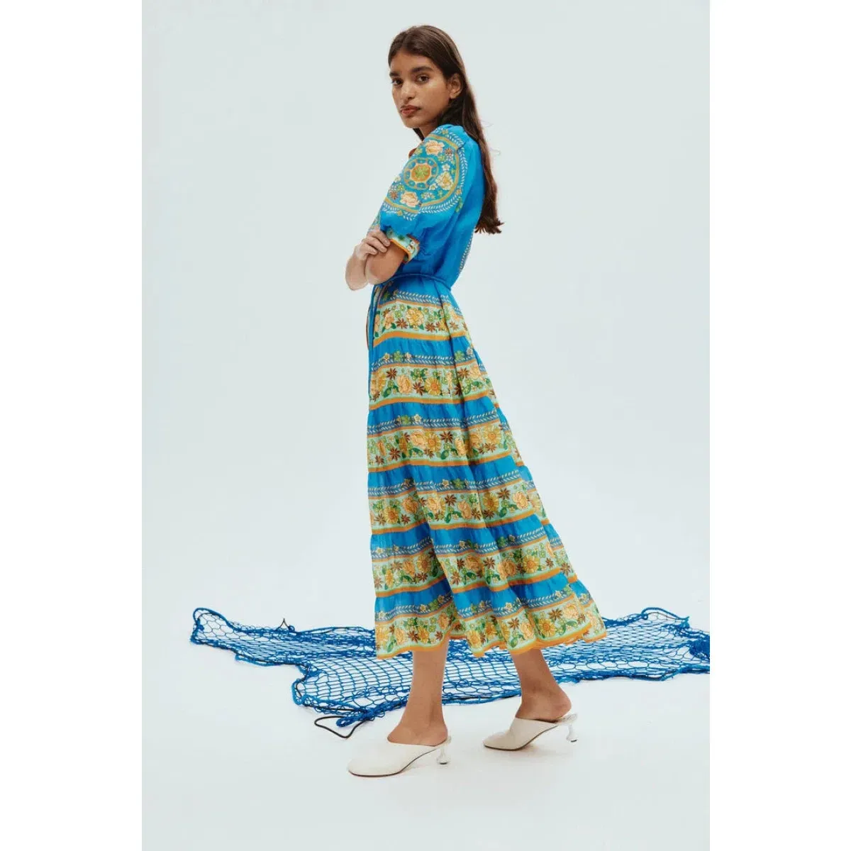 Alemais Linda Tiered Midi Dress Multi Size AU 14 - Image 3