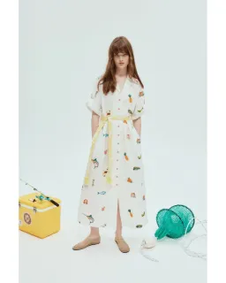 Alemais Blue Marlin Embroidered Shirtdress Print Size AU 16 for rent on The Volte - image 1