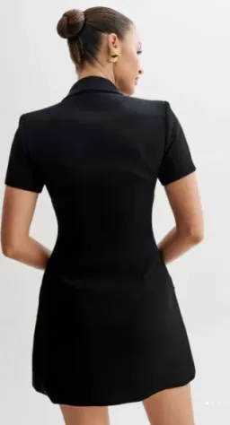 Meshki Paolina Collared Suiting Mini Dress Black Size 4 for rent on The Volte - image 2