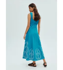 Alemais Donovan Corded Midi Dress Blue Print Size AU 16 for rent on The Volte - image 3