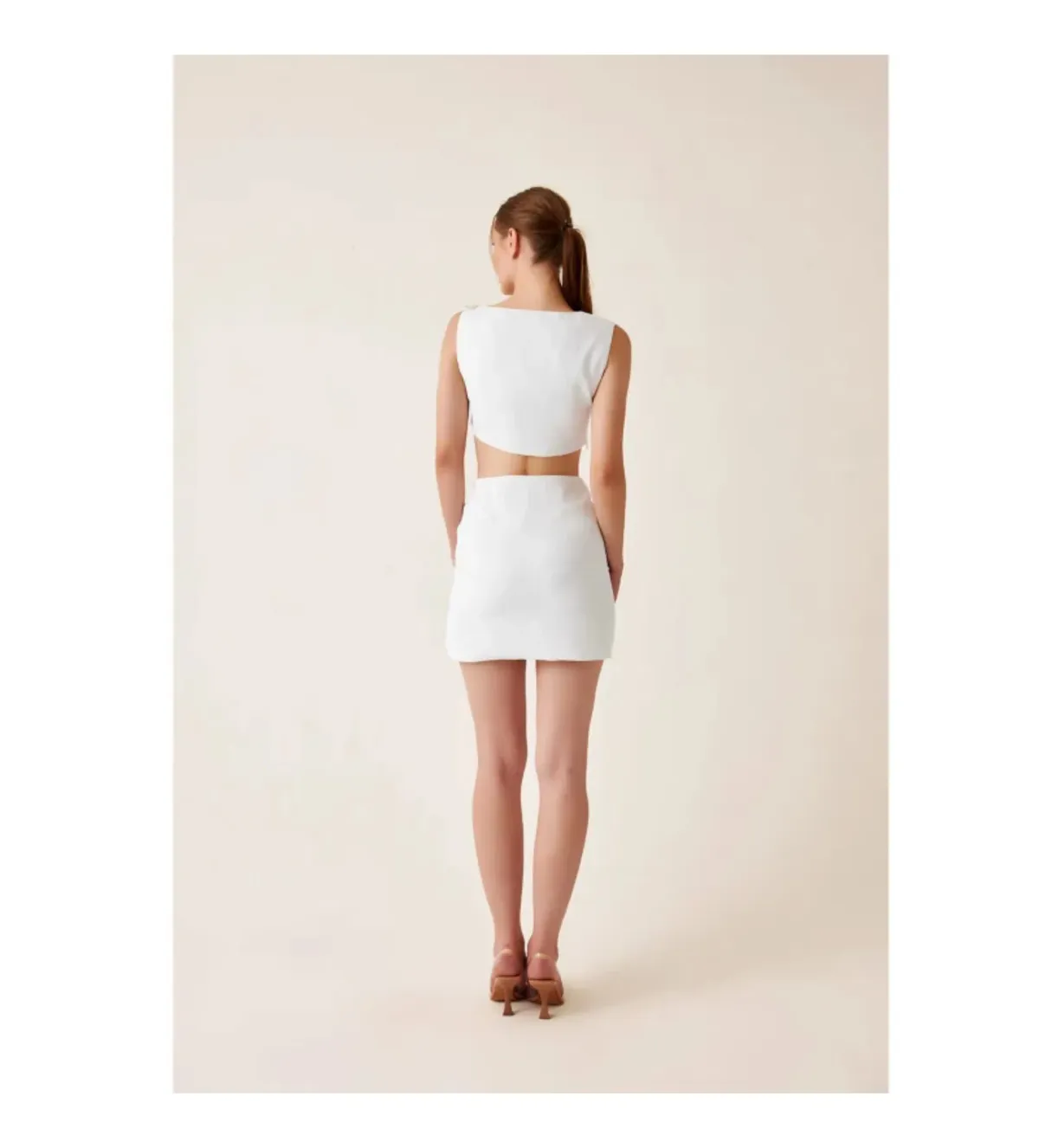 Fickle Hearts Ellie Ecru White Mini Dress With Cutouts & Embellishment Size AU 6 - Image 4