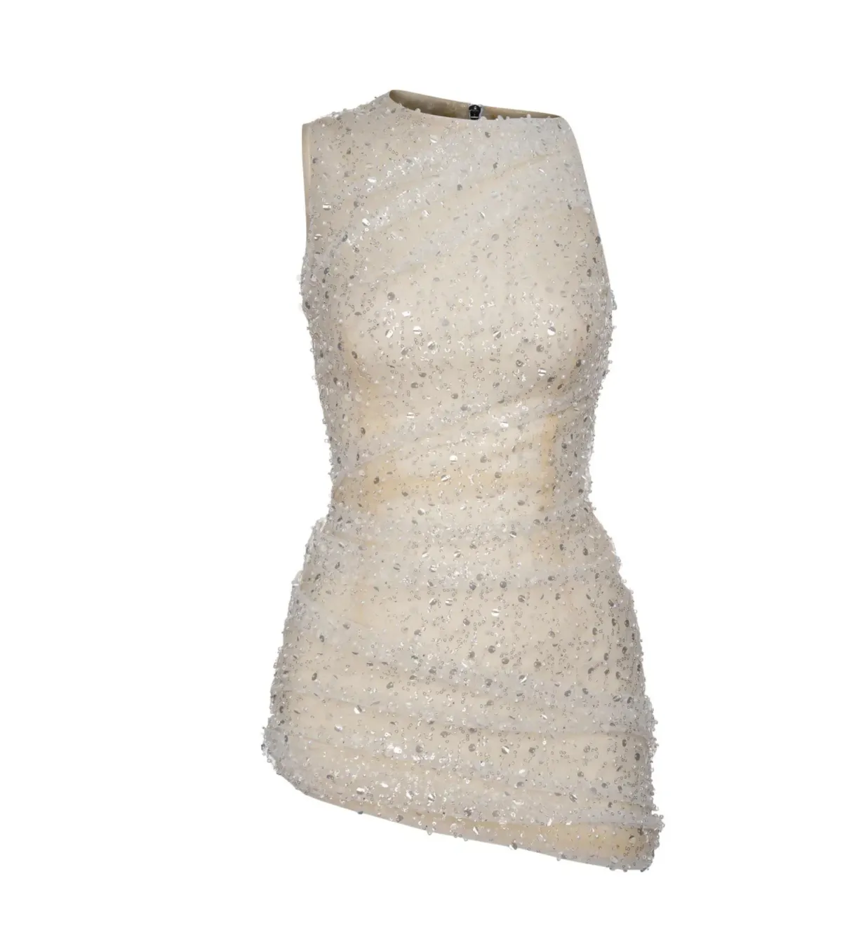 Lassy Mesh Sequin Mini Dress Cream Size AU 6 - Image 5