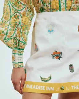 Alemais Blue Marlin Embroidered Shirt and Skirt Set Cream Multi Size 16 for rent on The Volte - image 5