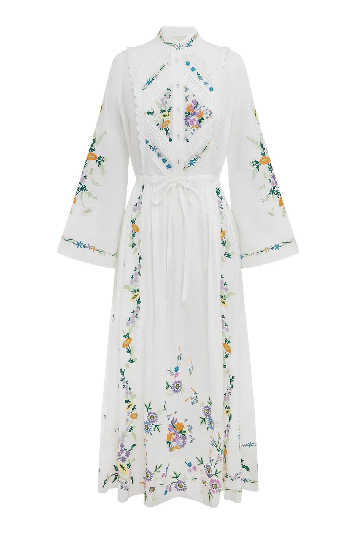 Alemais Willa Embroidered Midi Shirt Dress White Floral Size 16 - Image 6