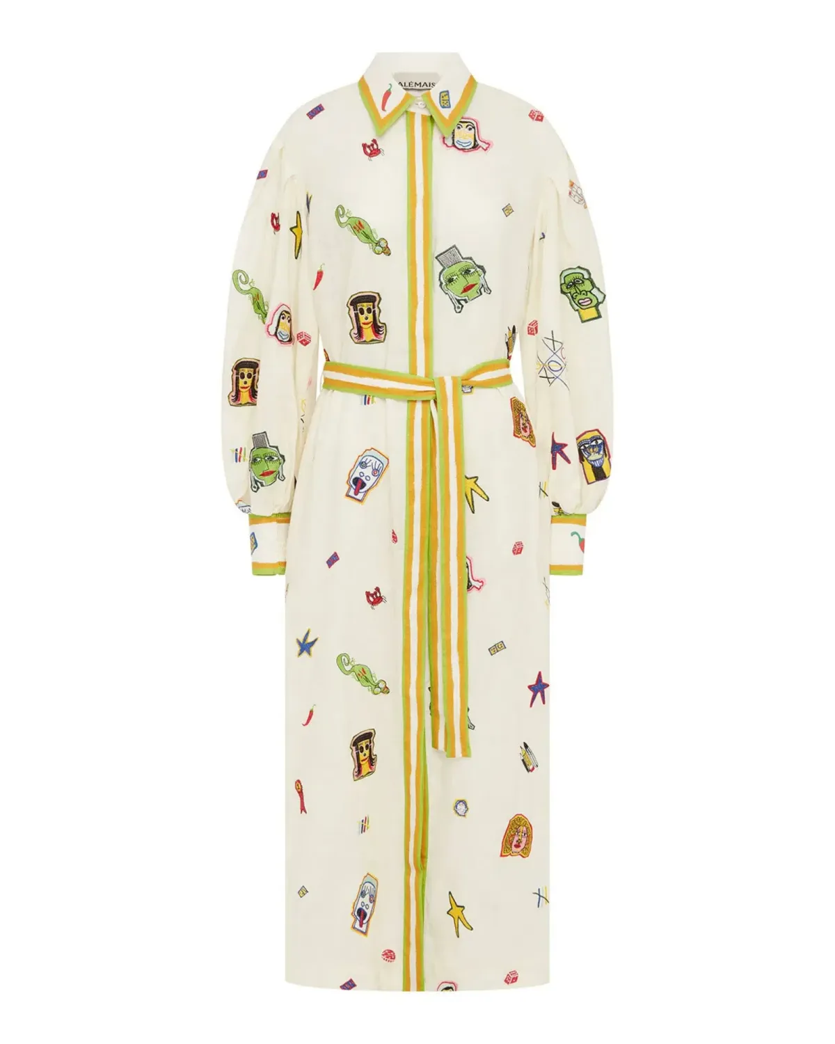 Alemais Checkers Embroidered Shirtdress Print Multi Size 14 - Image 4