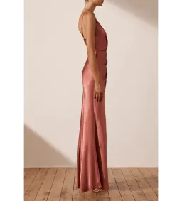 Shona Joy La Lune Cross Draped Maxi Dress Terracotta Size 10 for rent on The Volte - image 3