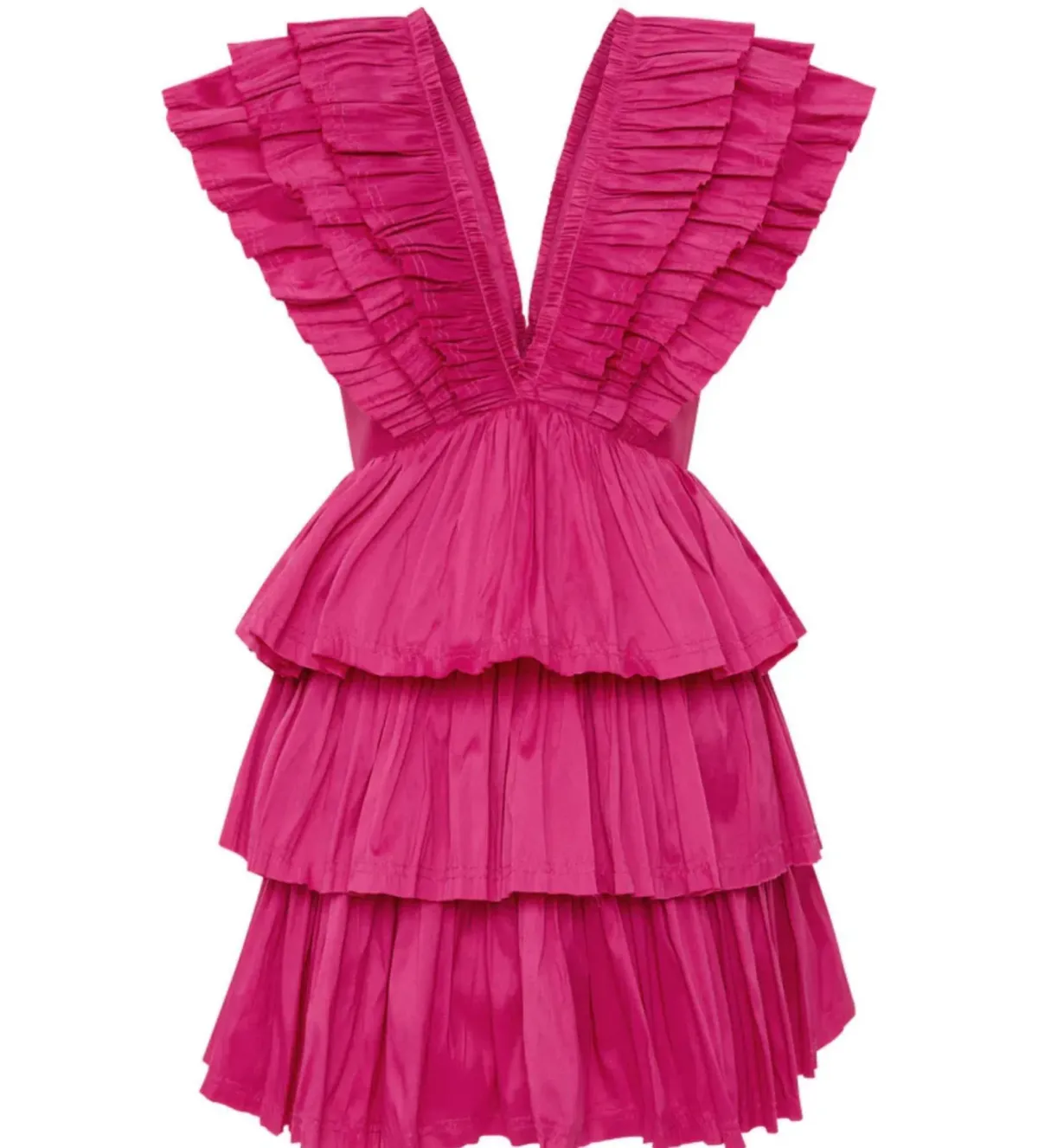 Aje Rhythmic Frilled Mini Dress Fuchsia Size 10 - Image 6