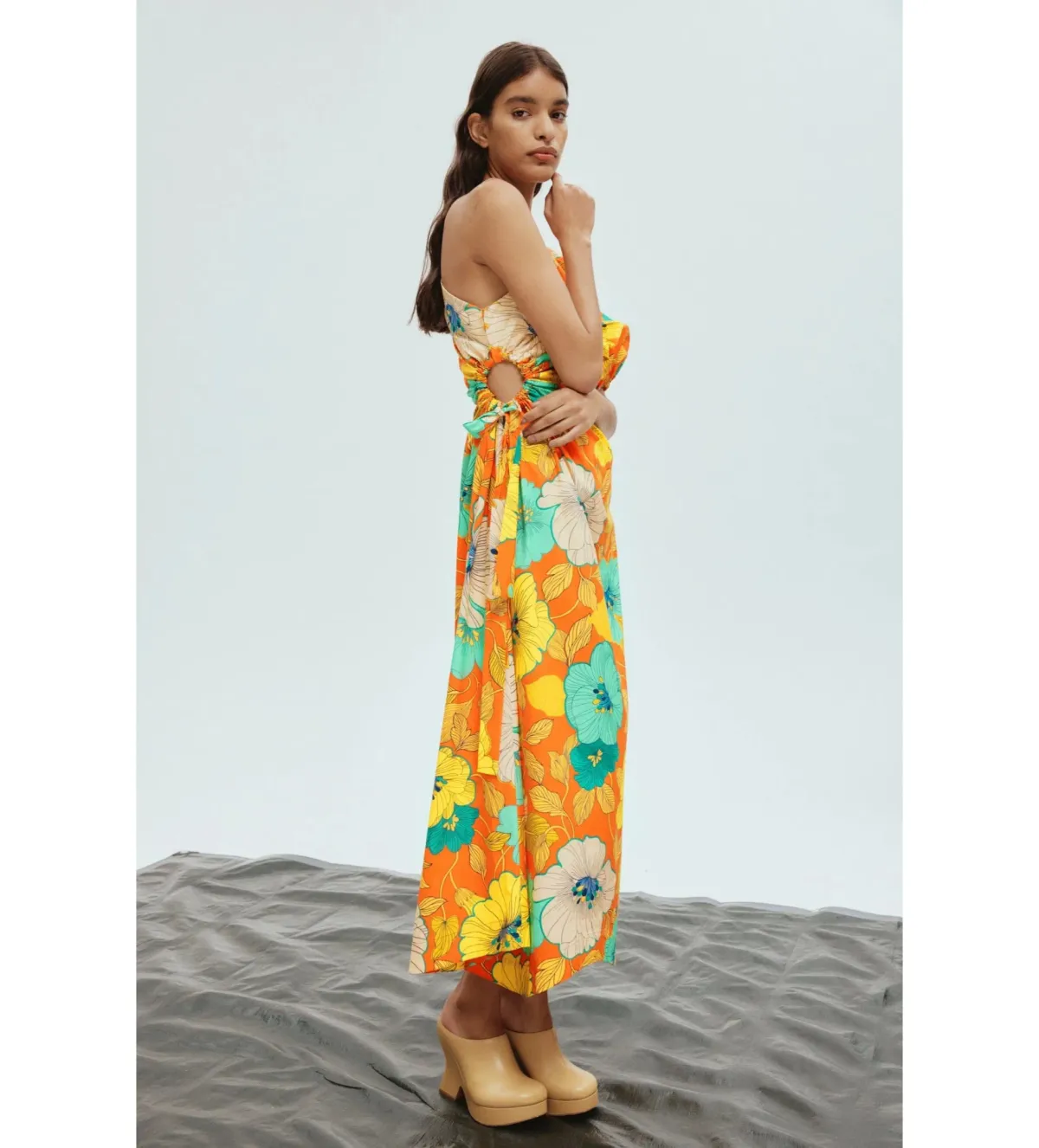 Alemais Piato One Shoulder Midi Dress Multi Floral Size 16 - Image 2