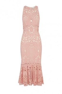 Lover Harmony Cut Out Midi Dress - Pink Lace Size 6 for rent on The Volte - image 3