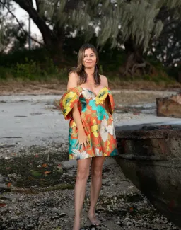 Alemais Piato Sculpt Mini Dress Marigold Multi Floral Size 14 for rent on The Volte - image 4