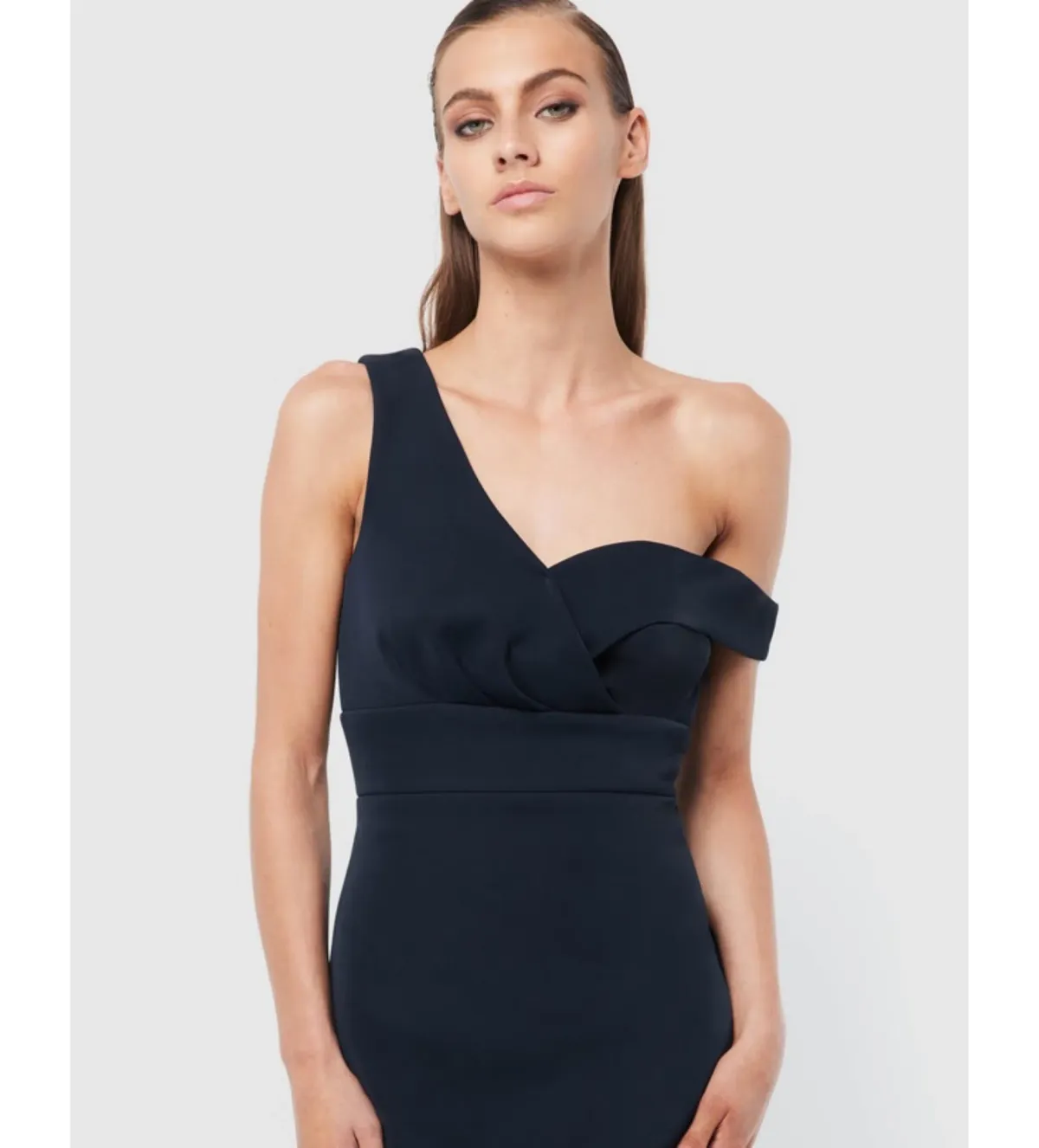 Mossman Virtuous One-Shoulder Midi Dress Navy Size 6 - Image 4