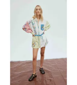 Alemais Willa Embroidered Shirt and Short Set Multi Floral Size 16 for rent on The Volte - image 1