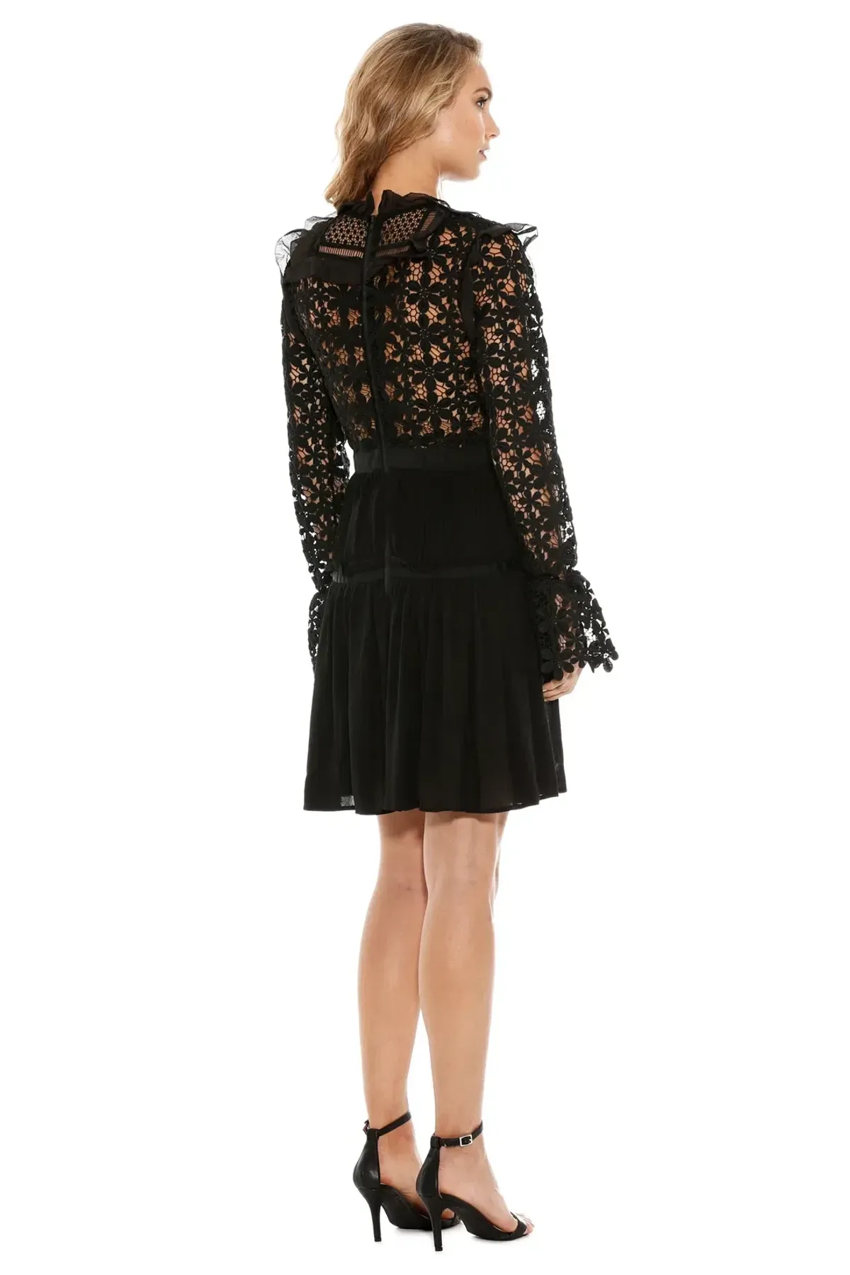 Self Portait Adeline Lace Mini Dress Black Size 4 - Image 3