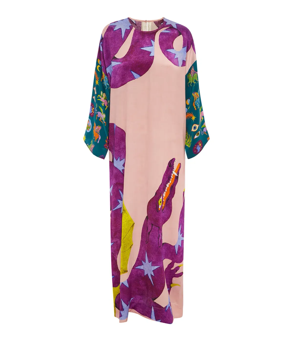 Alemais Superhero Silk Satin Midi Dress Multi Print Size 16 - Image 6