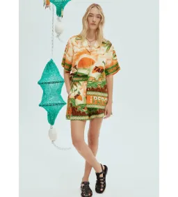 Alemais Bungalow Oversized Linen Shirt and Short Set Multi Print Size 16 for rent on The Volte - image 9