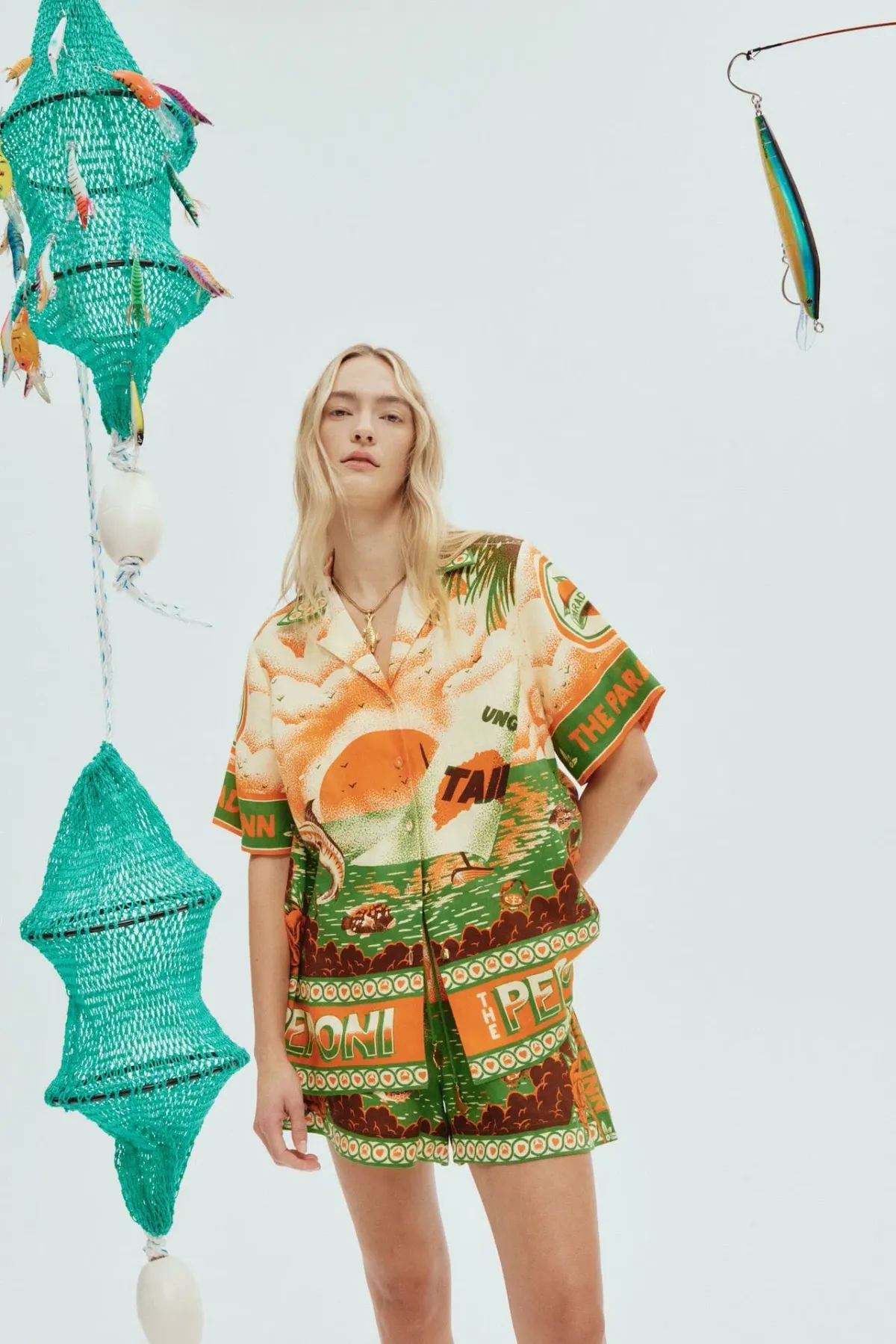 Alemais Bungalow Oversized Linen Shirt and Short Set Multi Print Size 16 - Image 2