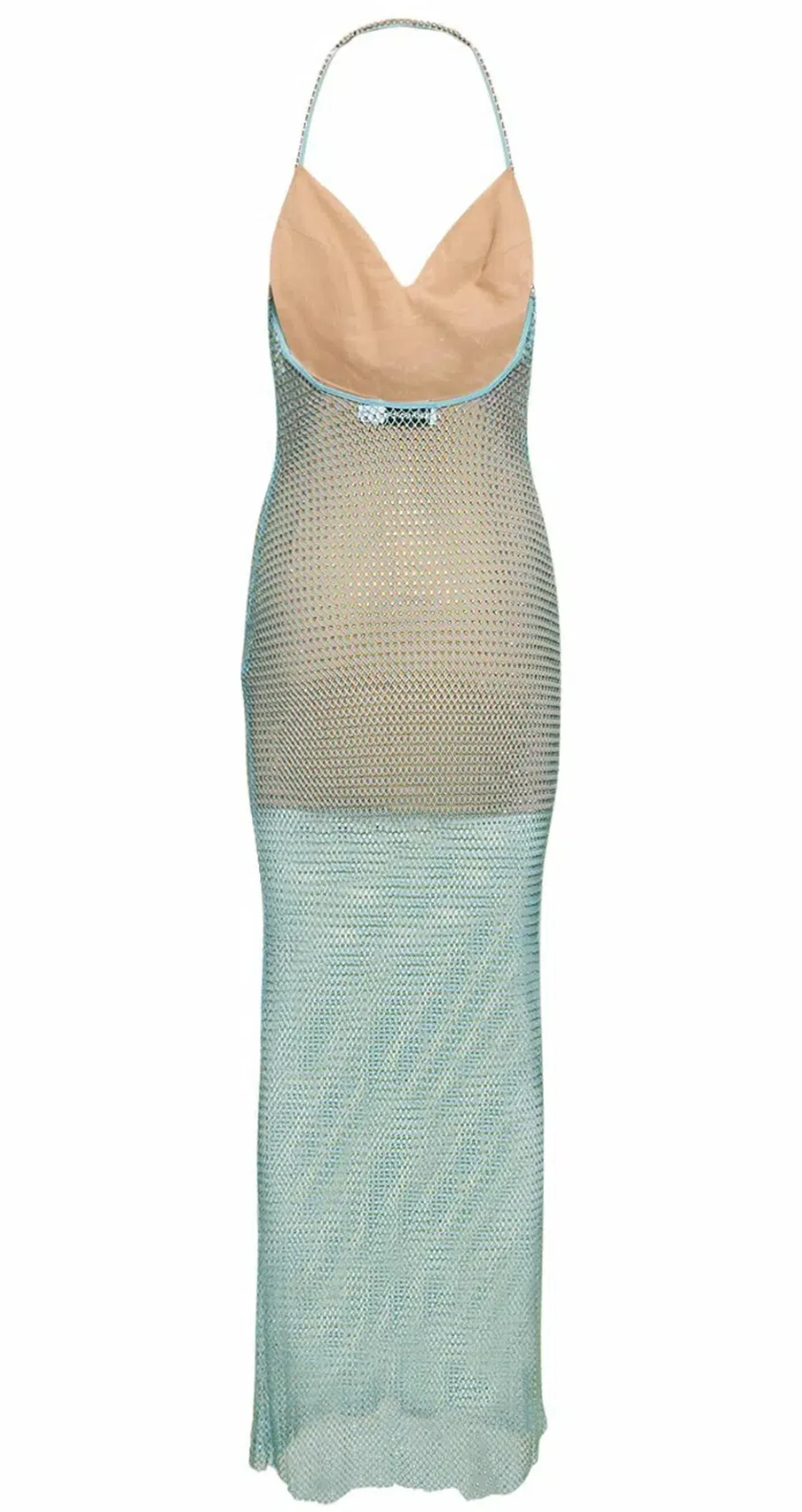 Self Portrait Crystal-Embellished Fishnet Maxi Dress AU8 - Image 4